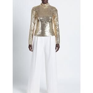 Polo Ralph Lauren Gold Sequin Embellished Turtleneck sparkle L mardi gras